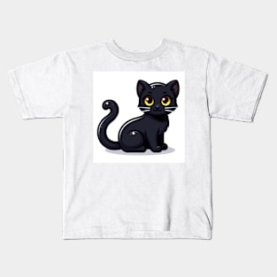 Kawaii Black Cat Kids T-Shirt